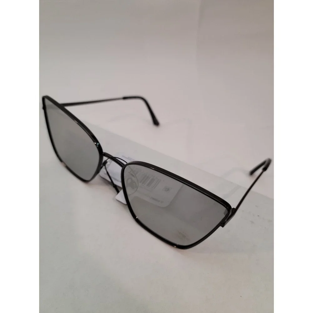 Foster Grant‎ Sunglasses Womens Gunmetal Cat Eye Silver Mirrored Lens Steel Wire